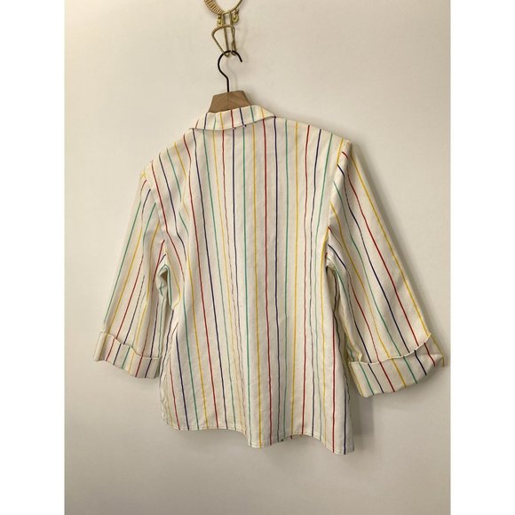 THE FOX 1980's Multicolored Pinstripe Blazer Sz L - Picture 3 of 6